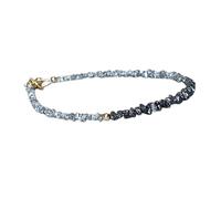 Pulsera de diamantes negros y grises de 2,5-3,5 mm con forma de pepitas, cuentas talladas en bruto, cierre chapado en plata de 18 cm para hombre y mujer | LK_STACK_07033