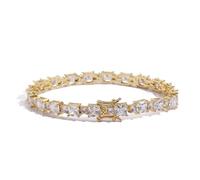 Pulsera de diamantes Pulseras de tenis brillantes for mujer, chapadas en oro 18 quilates, pulsera clásica diamantes imitación, pulseras circonita cúbica for , joyería for bodas, novias y bailes(Gold)