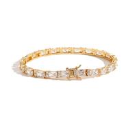 Pulsera de diamantes Pulseras de tenis brillantes for mujer, chapadas en oro 18 quilates, pulsera clásica diamantes imitación, pulseras circonita cúbica for , joyería for bodas, novias y bailes(Gold)