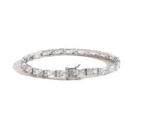 Pulsera de diamantes Pulseras de tenis brillantes for mujer, chapadas en oro 18 quilates, pulsera clásica diamantes imitación, pulseras circonita cúbica for , joyería for bodas, novias y bailes(White)