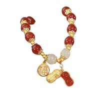 Pulsera de doble cadena de jade imitación pulsera retro elegante joyería de mano mujer San Valentín borla amor corazón pendientes, One Size, Vidrio, No es una piedra preciosa