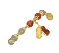 Pulsera de doble cadena de jade imitación pulsera retro elegante joyería de mano mujer San Valentín borla amor corazón pendientes, One Size, Vidrio, No es una piedra preciosa