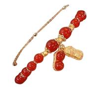 Pulsera de doble cadena de jade imitación pulsera retro elegante joyería de mano mujer San Valentín borla amor corazón pendientes, One Size, Vidrio, No es una piedra preciosa
