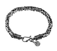 Pulsera de eslabones de dragón asiático con ojo y gancho de plata de ley 925 envejecido para mujeres y hombres adolescentes, hecha a mano en Tailandia 4 pulseras joyas, talla única, Metal, No es una
