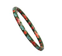 Pulsera de esmalte,Vintage Bangles Brazalete fino de filigrana esmaltada Cloisonne Vintage, brazaletes étnicos tradicionales hechos a mano, accesorios de moda for mujer, regalo(Green_Diameter:58mm)
