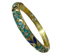 Pulsera de esmalte,Vintage Bangles Brazaletes finos con diamantes de imitación de flor de ciruelo esmaltados a la moda for mujer, pulseras cloisonné chinas, joyería con bisagras de primavera(Blue_Diam