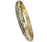 Pulsera de esmalte,Vintage Bangles Brazaletes finos con diamantes de imitación de flor de ciruelo esmaltados a la moda for mujer, pulseras cloisonné chinas, joyería con bisagras de primavera(White_Dia