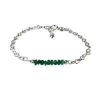 Pulsera de esmeralda de Zambia de 3 mm con forma de rondel, cuentas facetadas, cierre chapado en plata de 18 cm para hombre y mujer | LK_STACK_06715