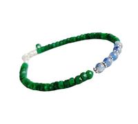Pulsera de esmeralda y cianita de 3,5 mm con cuentas redondas facetadas y cierre chapado en plata de 18 cm para hombre y mujer | LK_STACK_07456