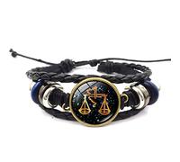 Pulsera De Espíritu De Los Signos Del Zodíaco, Pulsera Vintage Multicapa Ajustable De Cuero Sintético Con Las Doce Constelaciones, Pulsera De Manifestación Serena Para Mujeres Y Hombres, Libra
