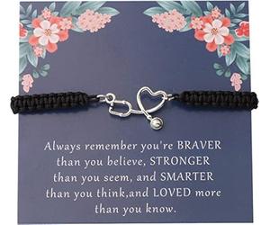 Pulsera de estetoscopio, regalo de graduación para estudiantes de medicina, You are Braver Stronger Smarter Than You Think, br, Terciopelo