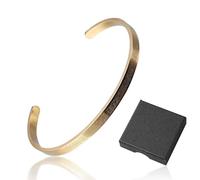 Pulsera de Estilo Árabe de Acero Inoxidable con Caja de Joyería, Diseño Abierto con Grabado para Mujer, Adecuada para Viajes Diarios, Acción de Gracias