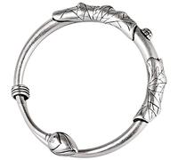Pulsera de Estilo Chino Vintage S999 Pulsera de Plata Esterlina Pulsera de Joyería Clásica Lotus Frosted Pulsera de Loto Mujer Uno Pesa Alrededor de 47G, LJBLEUSK
