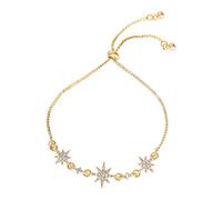 Pulsera de estrella colorida chapada en oro, pulsera de pétalos completos, pulsera de estrella de circonita, pulseras de ajuste para mujeres y hombres, One Size, Metal, Sin piedra preciosa