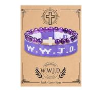 - Pulsera de fe, con cuentas Cro-ss, pulseras inspiradoras cristianas, regalo de joyería para Pascua, Acción de Gracias, Navidad, Refer to description, Piedra natural, vidrio, cuerda de