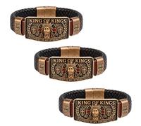 Pulsera de fe del rey de reyes - Pulsera cristiana ajustable, brazalete de cruz de Jesús salva con cruz, joyería religiosa inspiradora para marido, papá, hijo, Cristo es mi fuerza, One Size, Metal