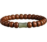 Pulsera de Feng Shui de madera natural, nefrita hetiana, jade, piedras preciosas de chakra, pulseras espirituales, 16cm, Acetato, No es una piedra preciosa