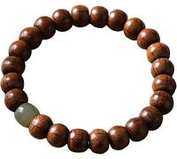 Pulsera de Feng Shui de madera natural, nefrita hetiana, jade, piedras preciosas de chakras, pulseras espirituales, 17 cm, acetato, sin piedras preciosas