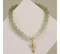 Pulsera de feng shui Nephrite Nephrite Jade Pulsera de 6 mm Pulsera de cuentas elástica Wu Lou Charm Citrine Conejo colgante Jade Amulet Buena suerte Talismán Mujeres, Wu Lou Cinnabar (Color: Jade)