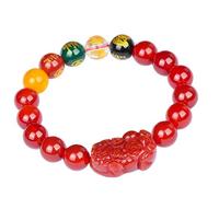 Pulsera de Feng Shui, pulsera de cristal de Feng Shui, cinco dioses de la riqueza, 5 elementos, pulsera de abalorios Pixiu, pulsera de cuarzo con gemas de chakra, amuleto de la suerte Pi Yao (rojo