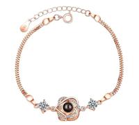 Pulsera de fotos con diseño de trébol personalizada, proyección personalizada, pulsera de fotos conmemorativas, joyería de fotos, Large, Cobre