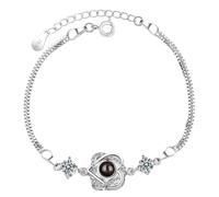 Pulsera de fotos con diseño de trébol personalizada, proyección personalizada, pulsera de fotos conmemorativas, joyería de fotos, Large, Cobre