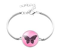 Pulsera de fuerza ajustable de acero inoxidable con eslabones de corazón para el cuidado del cáncer de mama, talla única