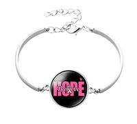 Pulsera de fuerza ajustable de acero inoxidable con eslabones de corazón para el cuidado del cáncer de mama, talla única
