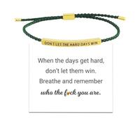 Pulsera de fuerza - Dont Let The Hard Days Win Pulsera para mujer, pulseras de cuerda ajustable para mujer, joyería alentadora con tarjeta de aliento para familiares, amigos, niñas, uso diario