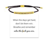 Pulsera de fuerza - Dont Let The Hard Days Win Pulsera para mujer, pulseras de cuerda ajustable para mujer, joyería alentadora con tarjeta de aliento para familiares, amigos, niñas, uso diario