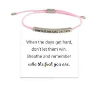 Pulsera de fuerza - Dont Let The Hard Days Win Pulsera para mujer, pulseras de cuerda ajustable para mujer, joyería alentadora con tarjeta de aliento para familiares, amigos, niñas, uso diario