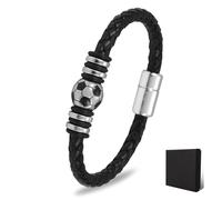 Pulsera de fútbol, regalo de fútbol para niños, pulsera de piel suave con colgante de fútbol para principiantes de 5 a 14 años, regalo motivador para deportistas