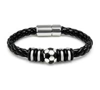 Pulsera de fútbol, regalos de fútbol para niños 5 6 7 8 9 10 11 12 13 14 años, pulsera de cuero de 6,5 pulgadas regalo pulsera de fútbol para adolescentes y adultos amantes del fútbol (hombres y