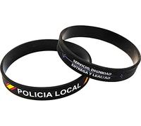 Pulsera de Goma de Silicona Gruesa con diseño de Policía Local, Servicio, Dignidad, Entrega y Lealtad - 2 Unidades