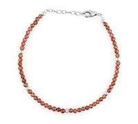 Pulsera de granate de 2,5 mm con cuentas redondas facetadas y cierre ajustable chapado en plata de 18 cm para hombre y mujer | LK_STACK_03191