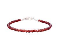Pulsera de granate de 3,5 mm con cuentas facetadas y forma redonda, cierre ajustable chapado en plata de 18 cm, para hombre y mujer | LK_STACK_03088