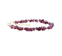 Pulsera de granate rodolita de 3-4 mm con forma de pepitas, cuentas talladas en bruto, cierre chapado en oro de 18 cm para hombre y mujer | LK_STACK_05794
