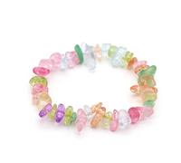 Pulsera de grava irregular multicolor piedra natural, hecha a mano, con dije cristal elástico, joyería cuerda elástica, regalo for mujer, 19 cm(6)