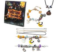 Pulsera De Halloween con Dijes, 2 Pulseras Y 1 Collar, 20 Dijes Espeluznantes, Caja De Cuenta Regresiva De 20 Días For Crear Tu Propia Pulsera