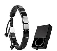 Pulsera de hematita ajustable para hombre, pulsera de piedra natural para energía masculina, inspirada en guerreros romanos y vikingos, ajuste elástico para muñecas de 16 a 24 cm