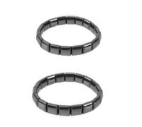 Pulsera De Hematita Hombre, Pulsera De Hematita, Pulseras Negras Elásticas Ajustables De Piedra Natural, Negro Ajustable Elegante Para Papá Marido Novio Cumpleaños San Valentín Navidad [2 Piezas]