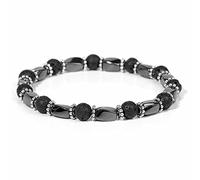 Pulsera de hematita negra de piedra natural, pulseras de cuentas magnéticas, 11. Lava, 21 cm