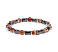Pulsera de hematita negra de piedra natural, pulseras de cuentas magnéticas, joyas para mujeres y hombres, 5. Ojo de tigre naranja, 23 cm