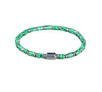 Pulsera de hematita para hombre, pulsera de hematita con cuentas centrales de hematita y cuentas de piedra natural de 4 x 2 mm, pulsera elástica delgada en lapislázuli malaquita de ojo de tigre, One