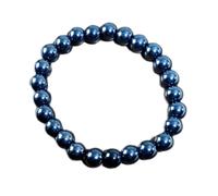 Pulsera de hematita para hombre y mujer con cuentas redondas de piedras preciosas de 8 mm, elástica, de cristal, para sanación, meditación, yoga y como regalo |LK_1B_00054