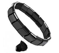 Pulsera de hematita, pulsera de hematita, hecha de piedra natural negra, promueve el metabolismo, restaura la confianza y las ventajas, adecuada tanto para hombres como para mujeres, general, Acero
