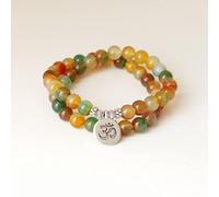 Pulsera de hilo de piedra de ónix de colores, pulsera de Yoga de doble capa para Mala Chakra, pulsera de abalorios de cuentas de Buda, joyería hecha a mano, IF