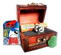 Pulsera de hilo Rojo del Destino, Hilo Rojo de Amuletos de la Suerte y Protección Pez koi, Regalos Originales para Mujer con Cofre del Tesoro y Buda de la Buena Suerte y Omamori de la Fortuna