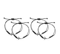 Pulsera de Hockey Trenzada Ajustable 4 Piezas Estilo Deportivo Negro | Hilo Encerado y Aleación de Zinc, Diseño Artesanal, para Juego y Actividad al Aire Libre, Hombres y Niños