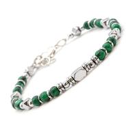 Pulsera de hombre de acero - Pulsera mujer acero - Unisex, esferas de colores 4 mm, longitud 18 + 3 cm - Piedras redondas y dados facetados - Negro Turquesa lapislázuli ojo de tigre, 18 Centimetri + 3